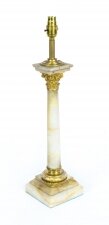 Antique Victorian Ormolu Mounted Onyx Corinthian Column Table Lamp 19th C