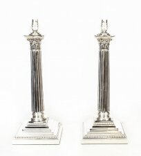 Pair Antique Victorian Silver Plated Corinthian Column Table Lamps 19th C | Ref. no. A1357 | Regent Antiques