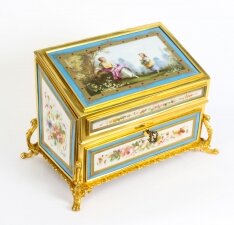 Antique Sevres Porcelain Desktop Correspondence Casket Stationery Box 19th C