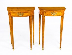 Antique Pair Adam Revival  Demilune Satinwood Side Console Tables  19th C | Ref. no. A1409 | Regent Antiques