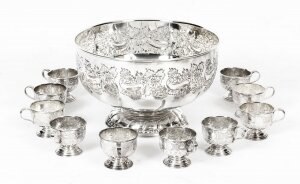 Vintage Viners of Sheffield Punch Bowl Set with 12  cups mid 20th Century | Ref. no. A1442 | Regent Antiques