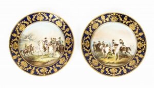 Antique Pair Sevres Napoleon Cabinet Plates Mentmirail Imp de Sevres 19th C