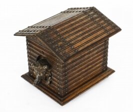 Antique Oak Black Forest Dog Kennel Cigar Box Humidor C1880 19th C