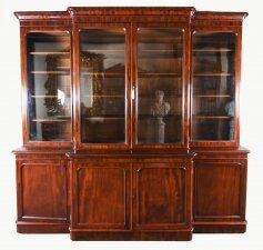 Antique English Flame Mahogany Library Breakfront Bookcase 19th C | Ref. no. A1479 | Regent Antiques