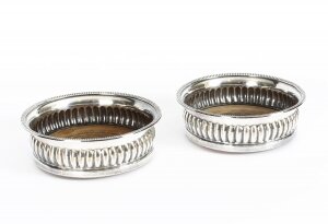 Antique Pair Victorian Silver Plated Wine Coasters 19th C | Ref. no. A1480a | Regent Antiques