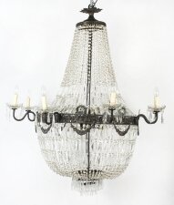 Antique Louis Revival 20 light Ballroom Cut Crystal Tent Chandelier c1920