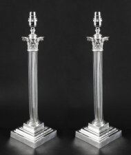 Antique Pair Edwardian Silver Plated & Glass Corinthian Table Lamps C 1910 | Ref. no. A1519 | Regent Antiques