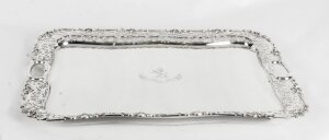 Antique Large English Silver Plated Twin Handled Tray C1860 19th Century
