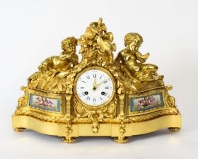 Antique French Sevres Porcelain Ormolu Clock by Raingo Freres 