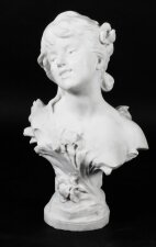 Antique Carrara Marble Portrait Bust by Auguste Moreau Circa 1890
