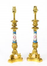 Antique Pair French Ormolu & Sevres Bleu Celeste Porcelain Lamps 19th C | Ref. no. A1566 | Regent Antiques