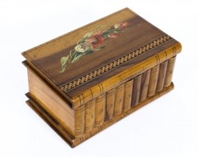 Antique Italian Sorrento Ware Olive Wood Casket C1920