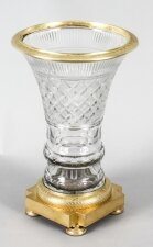 Antique French Cut Crystal & Ormolu Mounted Campana Vase c. 1830 19th C