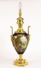 Antique Cobalt Blue Sevres Porcelain Ormolu Table Lamp 19th C