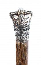 Antique Silver Crown Palmwood Walking Stick Cane 19th C | Ref. no. A1600A | Regent Antiques