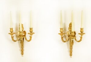 Antique Adam Revival Pair Decorative Triple Branch Wall Lights 19th C