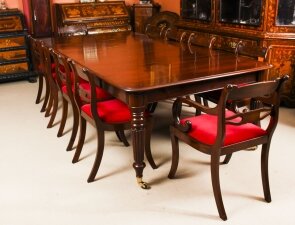 Antique Regency Flame Mahogany Dining Table & 10 Regency chairs 19th C | Ref. no. A1621a | Regent Antiques