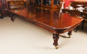 Antique William IV 14ft Flame Mahogany Extending Dining Table 19th C