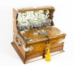 Antique English Victorian Oak Three Crystal Decanter Tantalus Dry Bar 19th C | Ref. no. A1631 | Regent Antiques