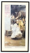 Vintage framed Spanish museum print of a Flamenco dancer 20th C