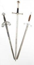Vintage Set of 3 two handed claymore swords 20th Century