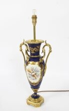 Antique Sevres Porcelain Blue & Gilt & Ormolu Table Lamp 19th C