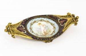 Antique French Ormolu & Champleve Enamel Pin Tray 19th Century