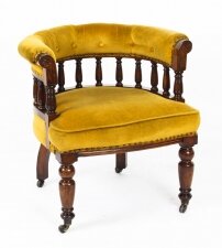 Antique Victorian Walnut Gold Velvet Desk Chair Tub Chair c.1880 | Ref. no. A1723 | Regent Antiques