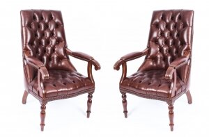 Bespoke Pair English Handmade Carlton Leather Desk Chairs Hazel | Ref. no. A1751a | Regent Antiques