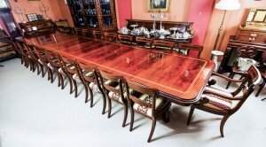 Bespoke Regency Revival Triple Pedestal Dining Table & 22 chairs 21st C