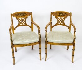 Antique Pair Sheraton Revival Painted  Satinwood Armchairs  Circa 1920 | Ref. no. A1756 | Regent Antiques