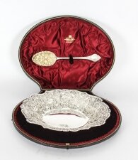 Antique English Cased Sterling Silver Fruit Bowl & Serving Spoon 19th C | Ref. no. A1761 | Regent Antiques
