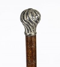 Antique Ladies Silver Plated Malacca Walking Stick Cane 19th Century
