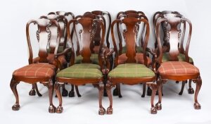 Vintage Set 12 Queen Anne Revival mahogany Dining Chairs Mid 20th Century | Ref. no. A1785 | Regent Antiques