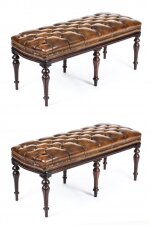 Antique Pair Leather  Ottomans Window Seats Stools 19th C | Ref. no. A1790 | Regent Antiques