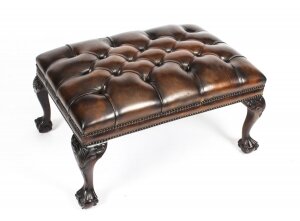 Vintage Chippendale Ball & Claw Buttoned Leather Stool mid 20th Century | Ref. no. A1791 | Regent Antiques