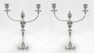 Antique Pair Regency Old Sheffield Silver Plate Candelabra C1820 19th C