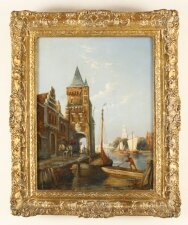 Antique Waterscape Oil Painting by William Dommersen 19th C