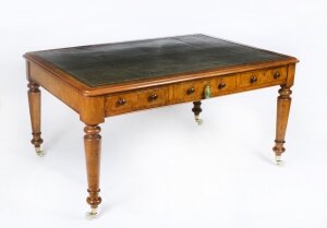 Antique Victorian 6 Drawer Pollard Oak Partners Writing Table Desk C1850 19th C