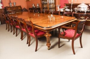 Antique Pollard Oak Victorian Extending Dining Table 19th C & 12 Swagback Chairs | Ref. no. A1870a | Regent Antiques