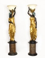 Vintage Pair Monumental Gilded Bronze Lamps on Marble Bases 20th Century | Ref. no. A1876 | Regent Antiques