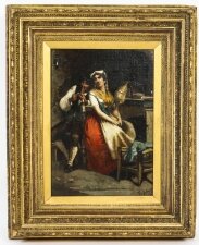 Antique Italian Oil Painting Francesco Peluso 19th Century