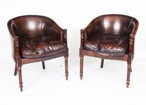 Vintage Pair English Leather Desk Chairs Mid 20th Century | Ref. no. A1934b | Regent Antiques