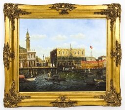 Vintage Oil Painting View Across The Grand Canal Venice 71x82cm Mid 20th C