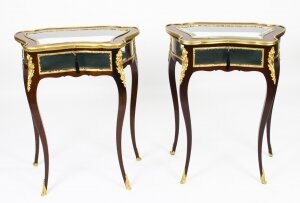 Antique Pair French Ormolu Mounted Bijouterie Display Tables 19th Century