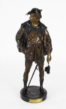 Antique 67cm Rakish Bronze Cavalier by Emile Picault 19th C