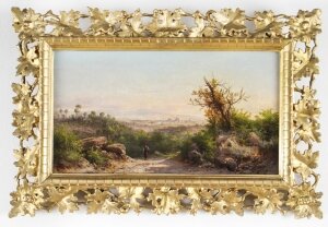 Antique Italian Landscape Oil Painting Guido Agostini 19thC