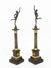 Antique Pair of Bronzes of Mercury & Fortuna After Giambologna & Fulconis 19th C