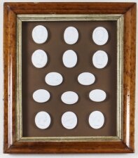 Antique Maple framed Collection 14 Grand Tour Classical Intaglios 19th C