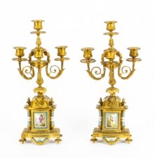 Antique Pair Sevres Bleu Celeste Porcelain &  Ormolu Candelabra 19th C | Ref. no. A2061 | Regent Antiques